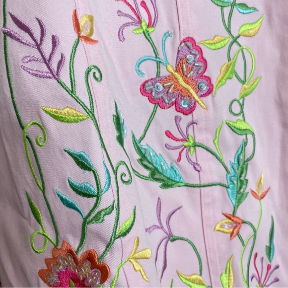 Embroidered Embellished Summer Jacket Butterflies & Flowers Sequins & Beads! 1X - Picture 1 of 11